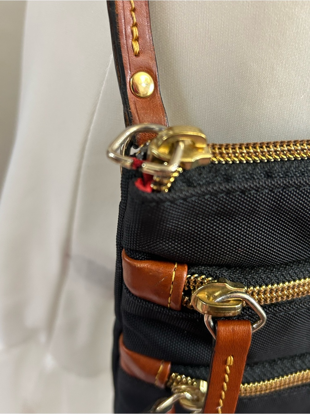 Dooney & Bourke Black Crossbody with Brown Leather Trim - Picture 3 of 16